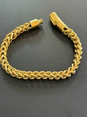 Yellow Gold Plated Stainless Steel 6mm Franco Bracelet 8 inch Chain Smooth New